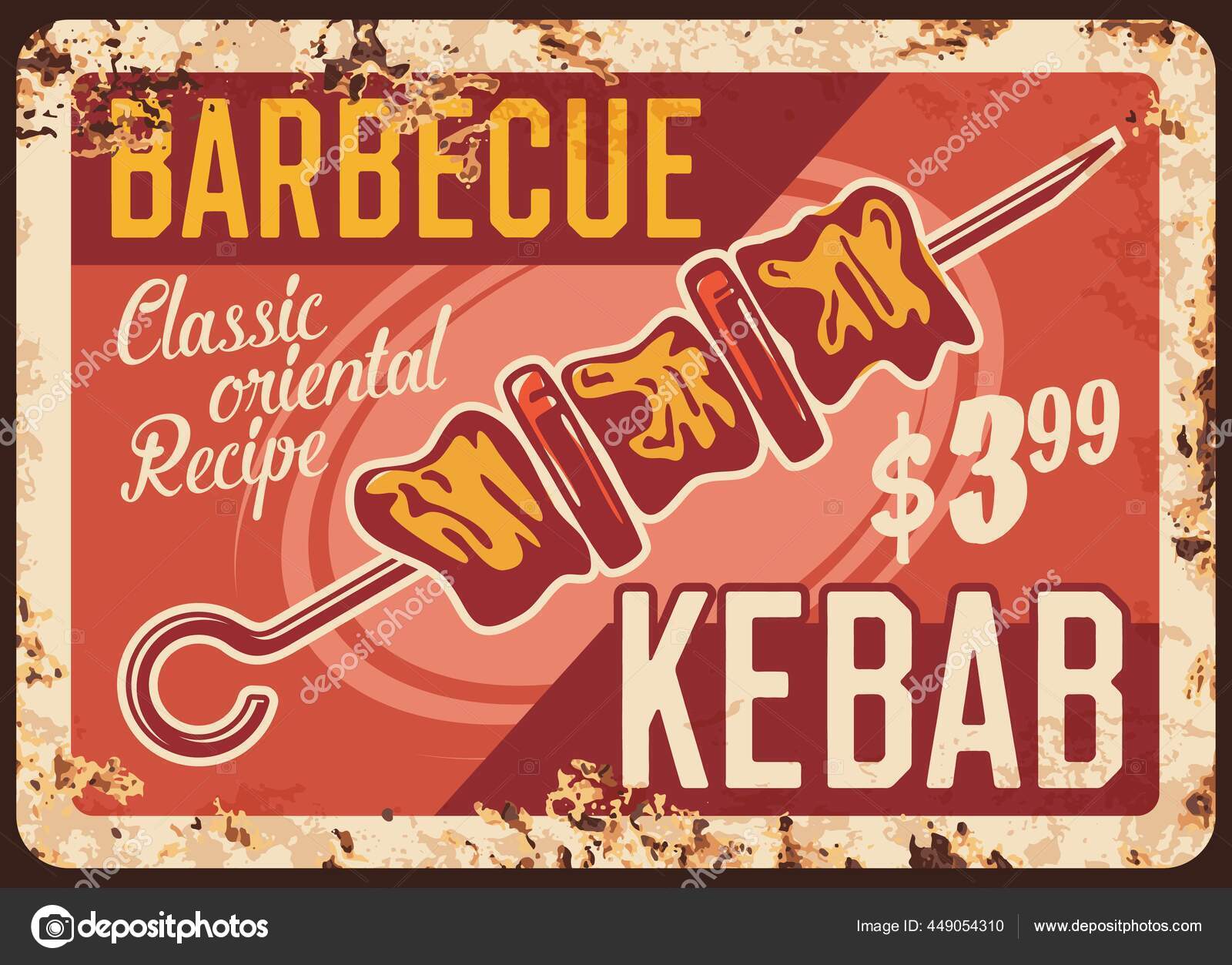 Churrasco Kebab Placa Metal Vetor Enferrujado Pedaços Carne Tomate Espetos  imagem vetorial de Seamartini© 449054310